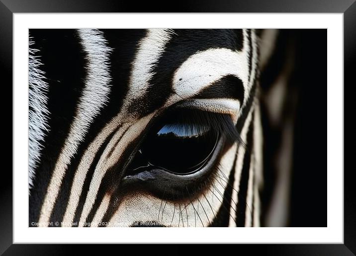 Close up portrait of mesmerizing Zebra photography created with  Framed Mounted Print by Michael Piepgras