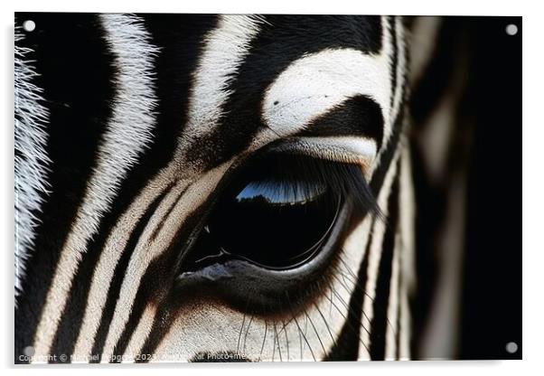 Close up portrait of mesmerizing Zebra photography created with  Acrylic by Michael Piepgras
