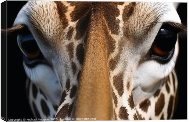 A close up portrait of mesmerizing giraffe photography created w Canvas Print by Michael Piepgras