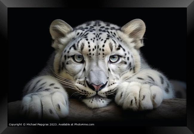 A close up portrait of mesmerizing tiger photography created wit Framed Print by Michael Piepgras