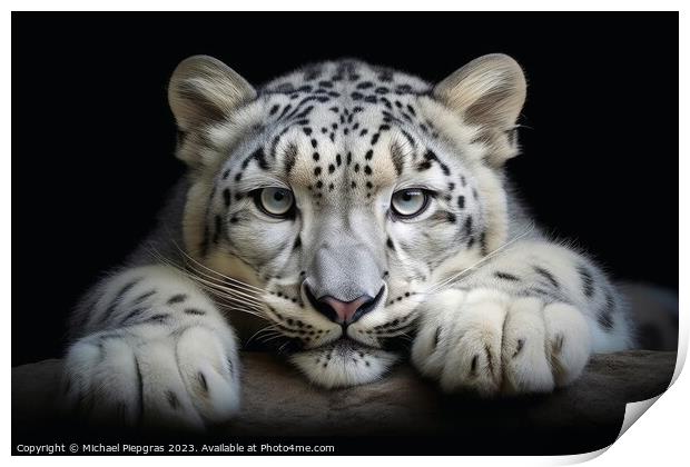A close up portrait of mesmerizing tiger photography created wit Print by Michael Piepgras