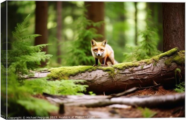 A fox in a mixed forest created with generative AI technology. Canvas Print by Michael Piepgras