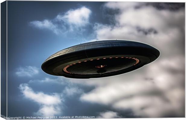 A big UFO in the sky created with generative AI technology. Canvas Print by Michael Piepgras