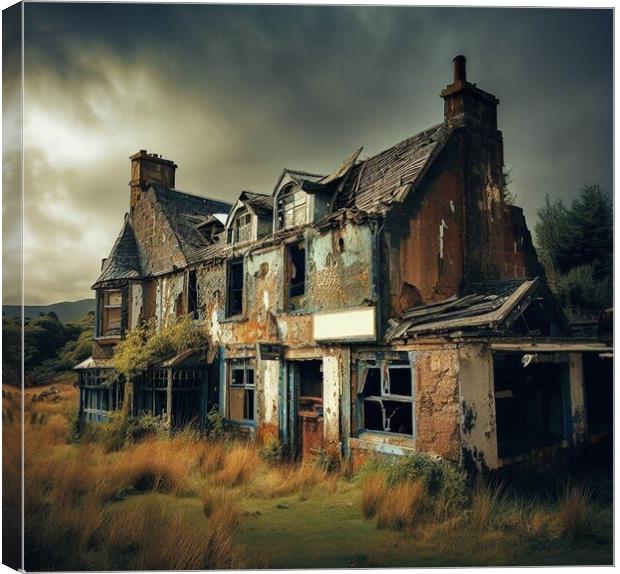 A abandoned pub in the Scottish Highlands  Canvas Print by Paddy 