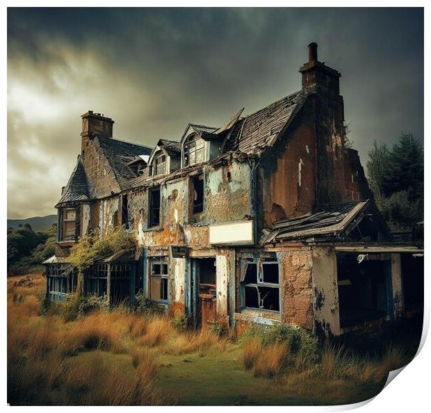 A abandoned pub in the Scottish Highlands  Print by Paddy 