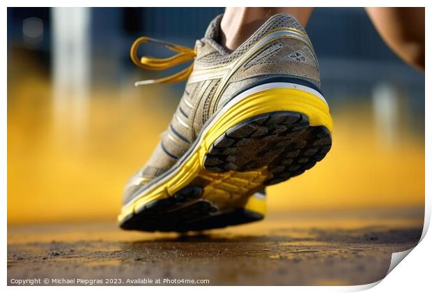 Close up of a human sport shoes on a sports field created with g Print by Michael Piepgras