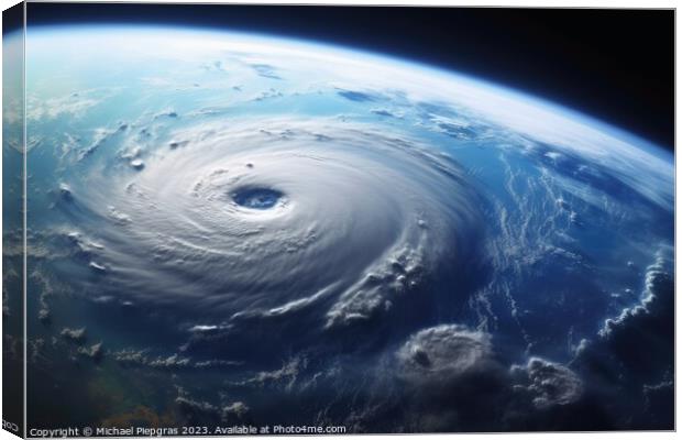 Looking from space on a hurricane on planet earth created with g Canvas Print by Michael Piepgras
