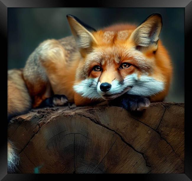 A fox sitting on a table Framed Print by Paddy 