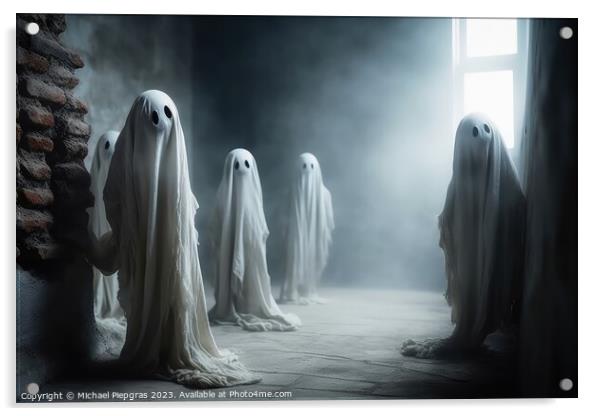 Spooky ghost creatures coming out of the wall created with gener Acrylic by Michael Piepgras
