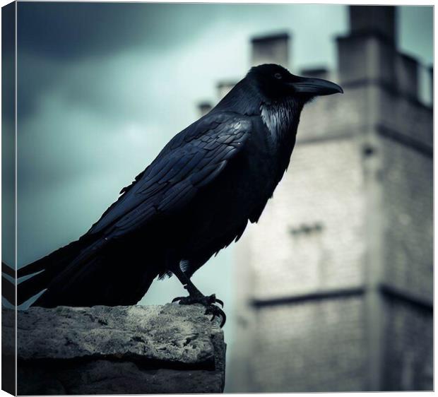 A crow sitting on a ledge  Canvas Print by Paddy 