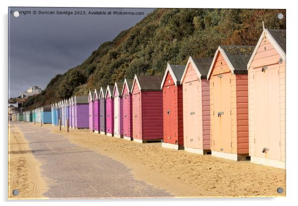 Bournemouth colorful beach huts Acrylic by Duncan Savidge
