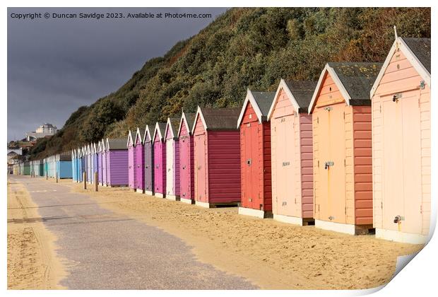 Bournemouth colorful beach huts Print by Duncan Savidge