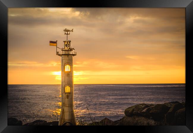 Lighthouse Sculpture in Stonehaven Scotland Framed Print by DAVID FRANCIS