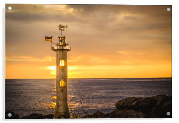 Lighthouse Sculpture in Stonehaven Scotland Acrylic by DAVID FRANCIS
