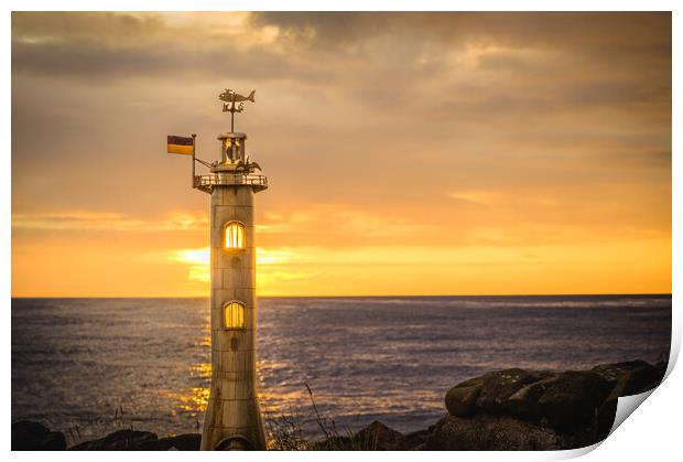 Lighthouse Sculpture in Stonehaven Scotland Print by DAVID FRANCIS