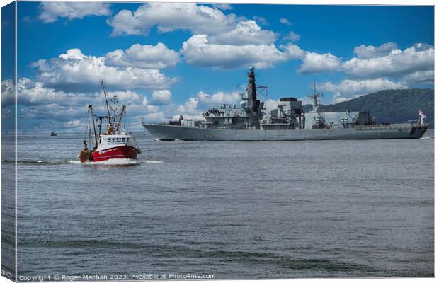 "Graceful HMS Portland Sailing in Plymouth Sound" Canvas Print by Roger Mechan