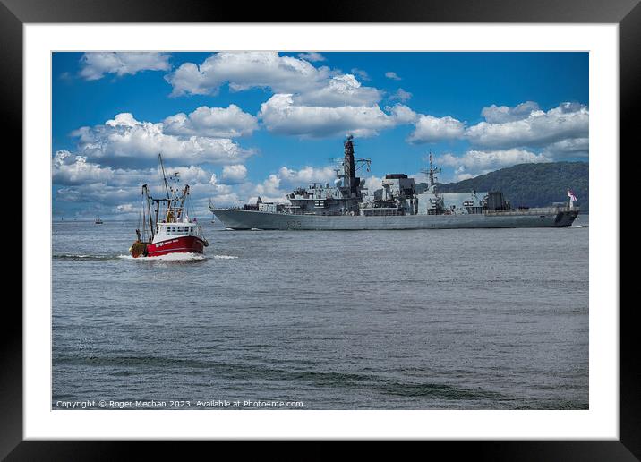 "Graceful HMS Portland Sailing in Plymouth Sound" Framed Mounted Print by Roger Mechan