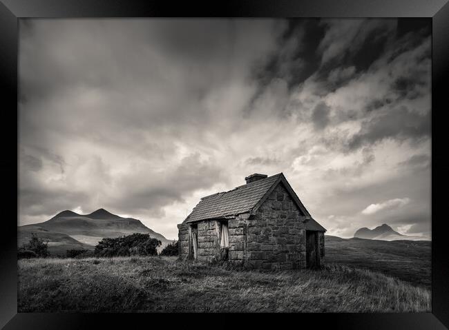Bothy and Mountains Framed Print by Dave Bowman