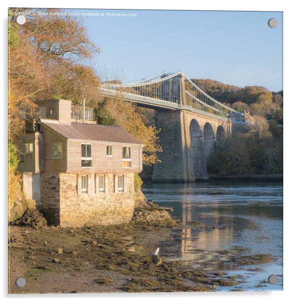Menai Bridge Anglesey Coast Acrylic by Pearl Bucknall