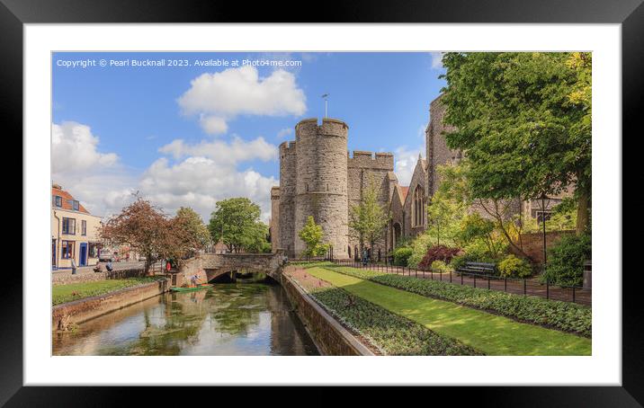 River Stour and Westgate towers Canterbury Kent pa Framed Mounted Print by Pearl Bucknall
