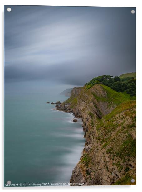 Jurassic Coast looking West from Lulworth Cove Acrylic by Adrian Rowley