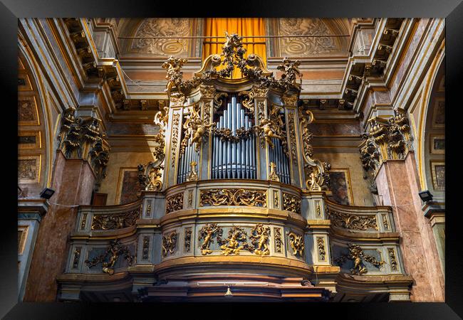 Organ in Church of San Rocco in Rome Framed Print by Artur Bogacki