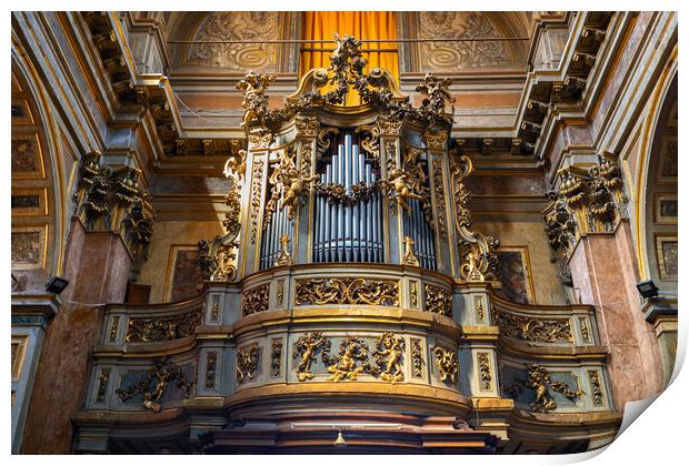 Organ in Church of San Rocco in Rome Print by Artur Bogacki
