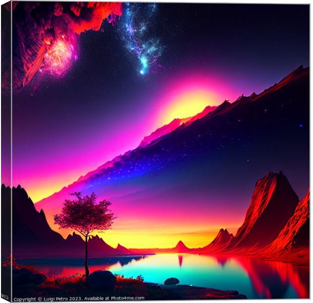 Surreal Sunset: AI generated Abstract Landscape Canvas Print by Luigi Petro