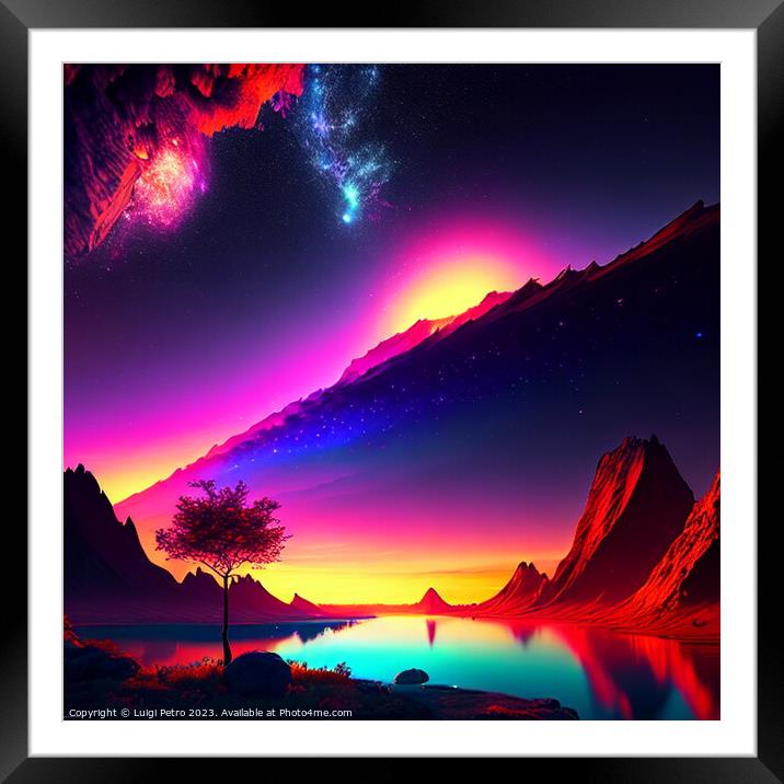 Surreal Sunset: AI generated Abstract Landscape Framed Mounted Print by Luigi Petro