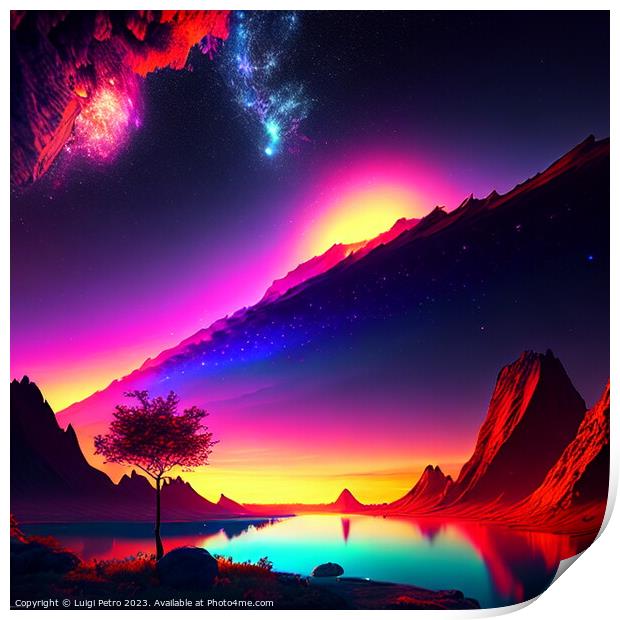 Surreal Sunset: AI generated Abstract Landscape Print by Luigi Petro