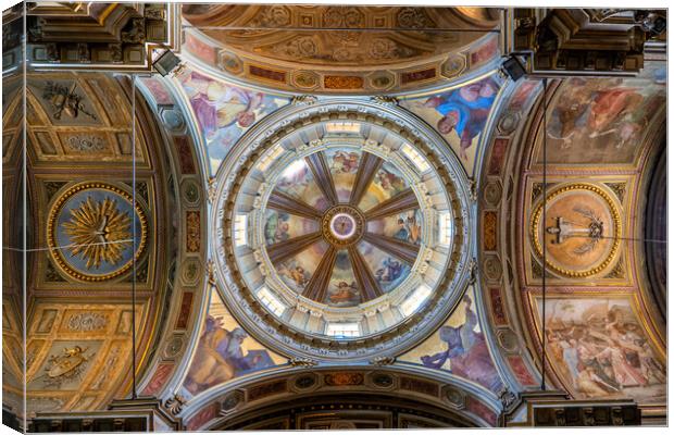 Church Of San Rocco Ceiling Dome In Rome Canvas Print by Artur Bogacki
