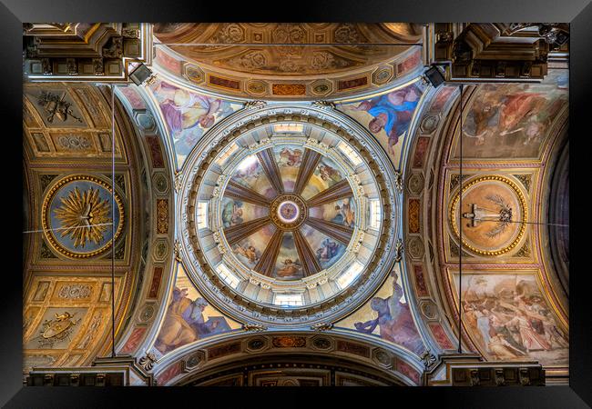 Church Of San Rocco Ceiling Dome In Rome Framed Print by Artur Bogacki