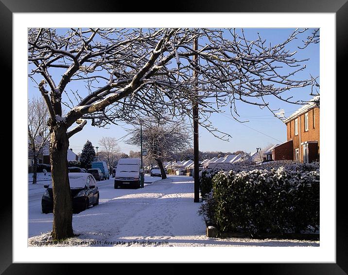 Snowy Street Framed Mounted Print by Mike Streeter