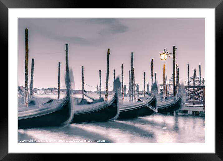 Gondolas on Grand Canal in Venice. Framed Mounted Print by Cristi Croitoru