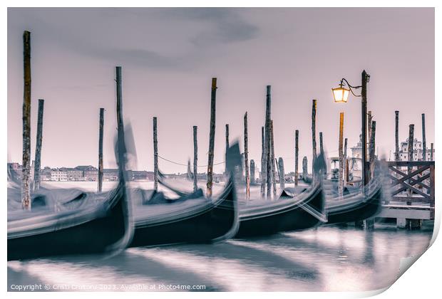 Gondolas on Grand Canal in Venice. Print by Cristi Croitoru