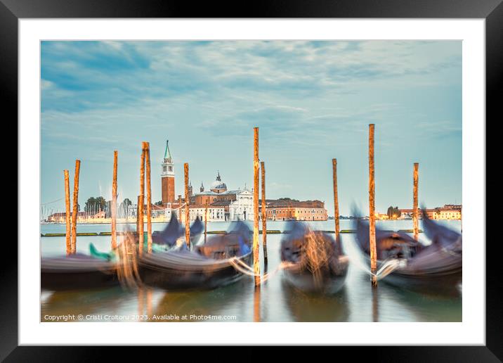 Gondolas on Grand Canal in Venice. Framed Mounted Print by Cristi Croitoru