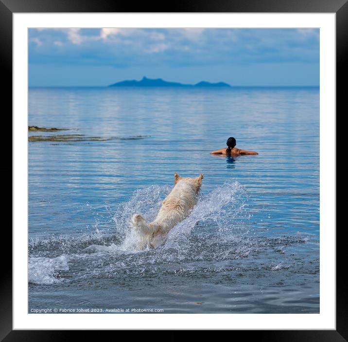 'Canine Joy: Seaside Frolic' Framed Mounted Print by Fabrice Jolivet