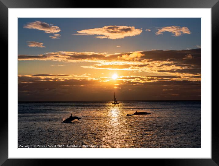 Fiery Sundown over Tranquil Waters Framed Mounted Print by Fabrice Jolivet