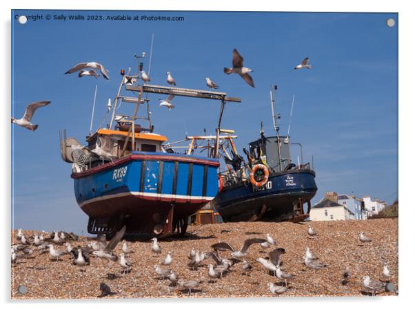 Hastings fishing boats Acrylic by Sally Wallis