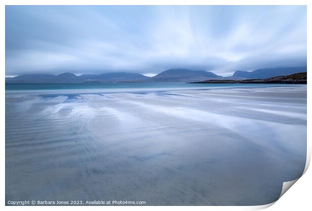 Luskentyre Beach Blues Isle of Harris Scotland. Print by Barbara Jones