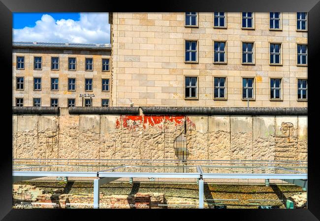 Gestapo Cellar Remains Wall Park Berlin Ger Framed Print by William Perry