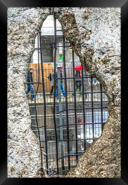 Hole Rebar Street Walkers Remains Wall Park Berlin Germany Framed Print by William Perry