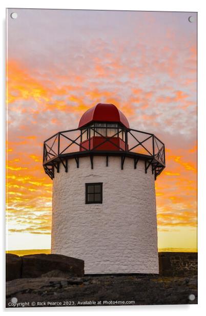 Bury port lighthouse at sunset Acrylic by Rick Pearce