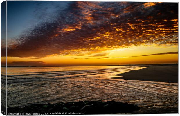 sunset bury port beach Canvas Print by Rick Pearce