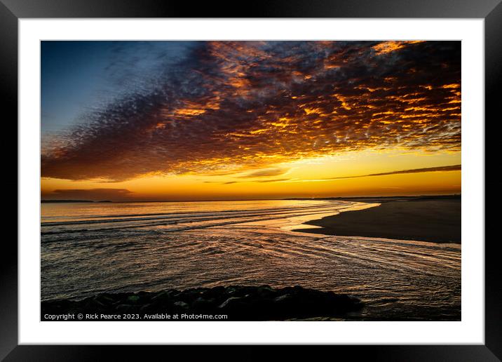 sunset bury port beach Framed Mounted Print by Rick Pearce