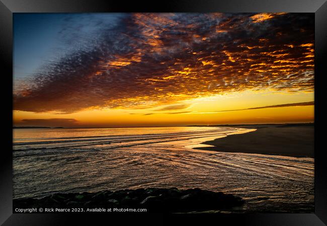 sunset bury port beach Framed Print by Rick Pearce