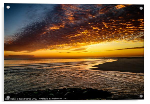 sunset bury port beach Acrylic by Rick Pearce