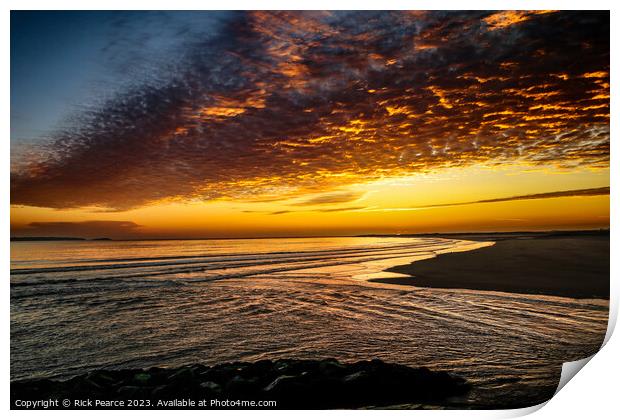 sunset bury port beach Print by Rick Pearce
