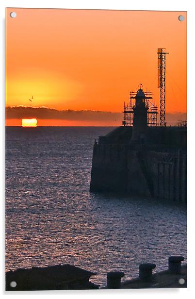 Folkestone Pier & Lighthouse Acrylic by Alice Gosling
