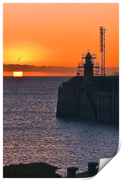 Folkestone Pier & Lighthouse Print by Alice Gosling